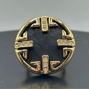 Vintage 90’s Camille Lucie - Black and Gold Statement Ring